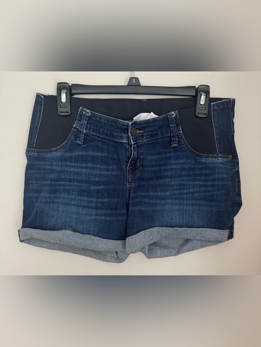 Women's Dark Blue Denim Shorts — Classic High-Waist Maternity